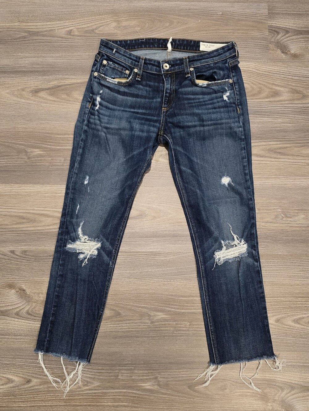 Rag & Bone Dre slim low-rise boyfriend Raw Hem jean